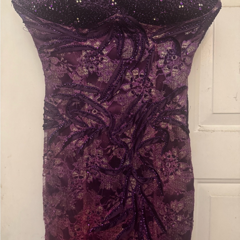 Strapless Purple Dress with Elegant Design